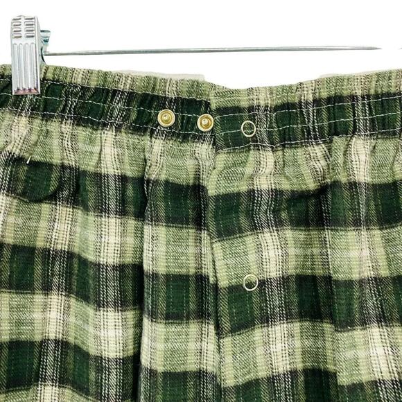 Northwest Territory Flannel Pajama Mens XL Green Plaid Snap Button 2pc Lounge XL - Picture 7 of 11